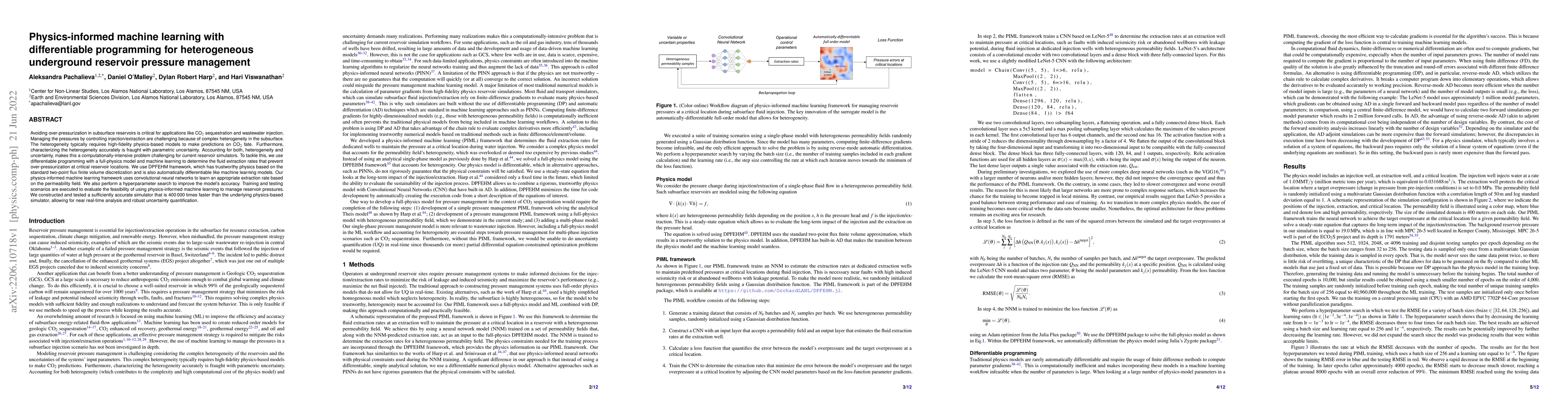 Thumbnail for Physics-informed machine learning with differentiable programming for
  heterogeneous underground reservoir pressure management