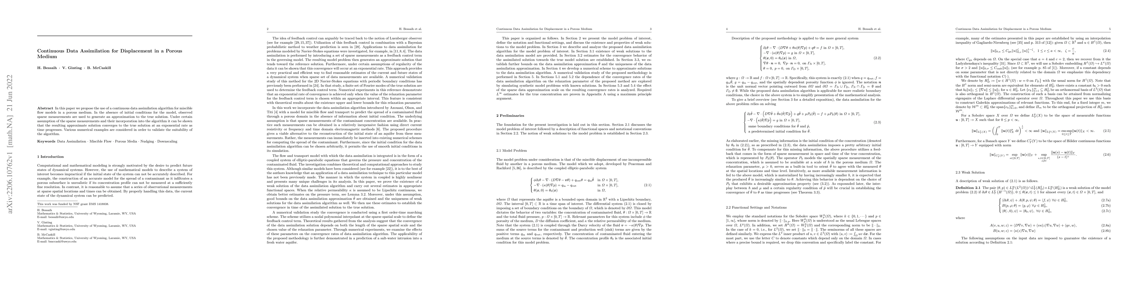 Thumbnail for Continuous Data Assimilation for Displacement in a Porous Medium