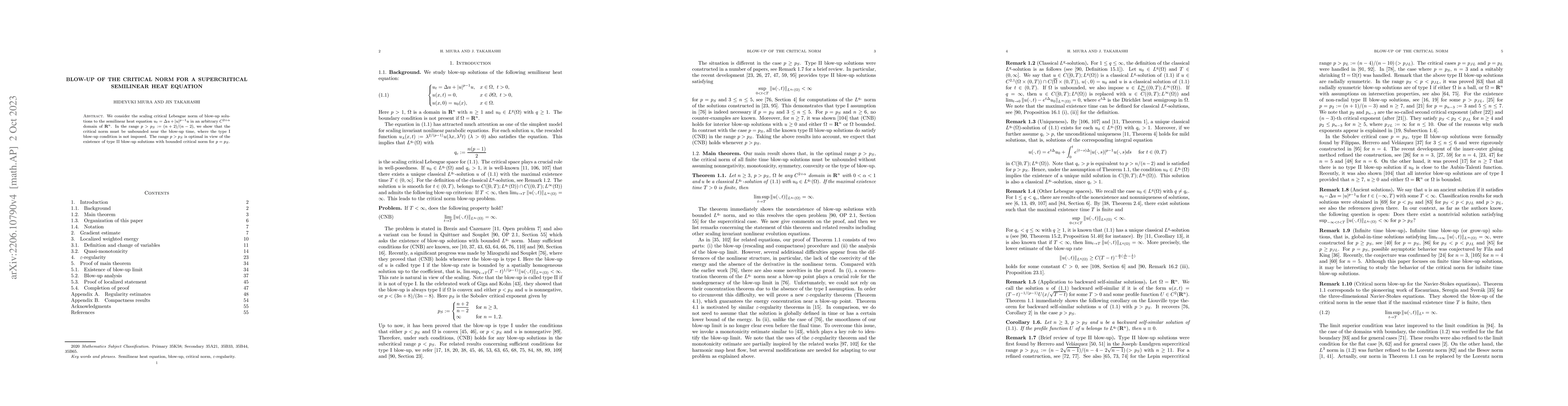 Thumbnail for Blow-up of the critical norm for a supercritical semilinear heat
  equation