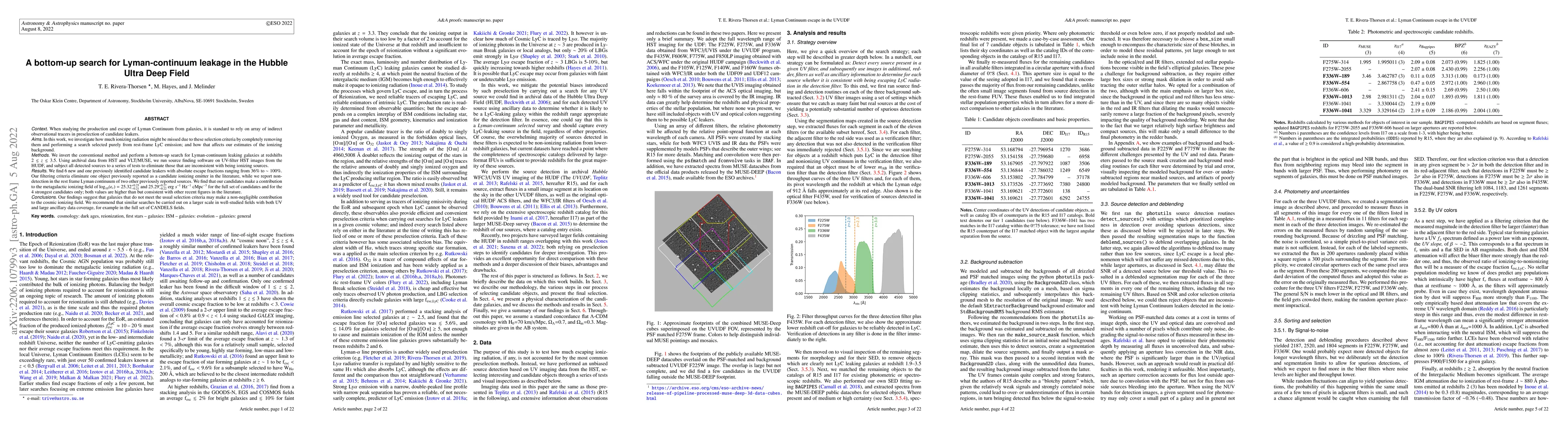 Thumbnail for A bottom-up search for Lyman-continuum leakage in the Hubble Ultra Deep
  Field