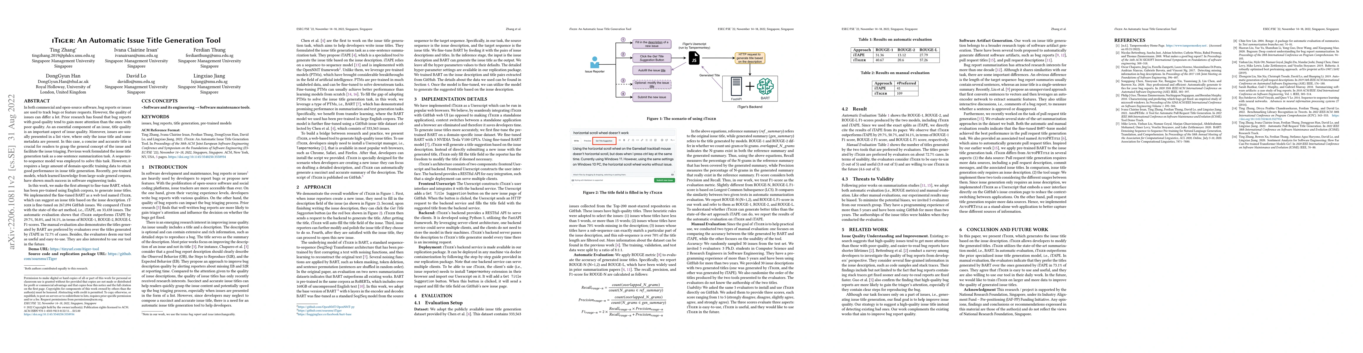 Thumbnail for iTiger: An Automatic Issue Title Generation Tool