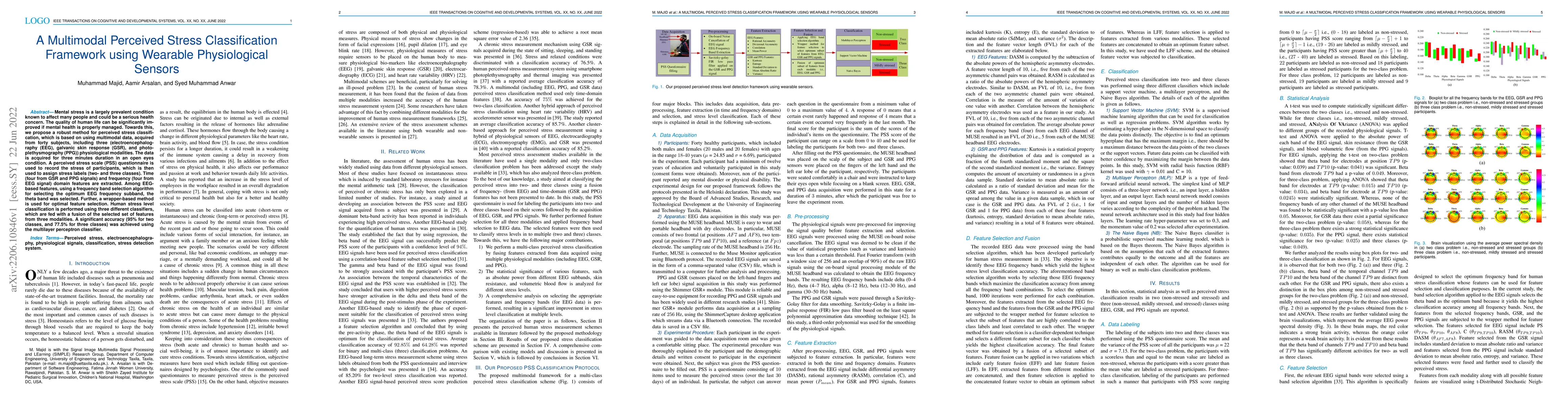 Thumbnail for A Multimodal Perceived Stress Classification Framework using Wearable
  Physiological Sensors