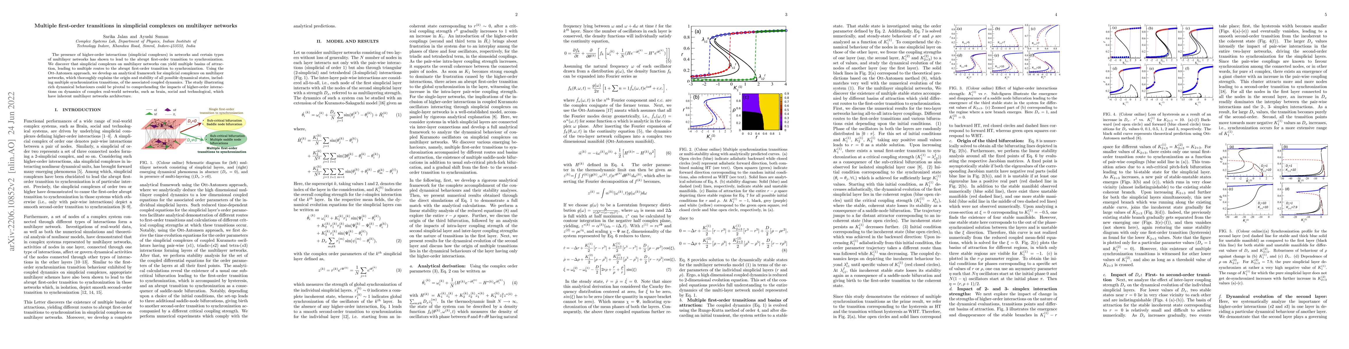 Thumbnail for Multiple synchronization transitions in simplicial complexes on
  multilayer networks