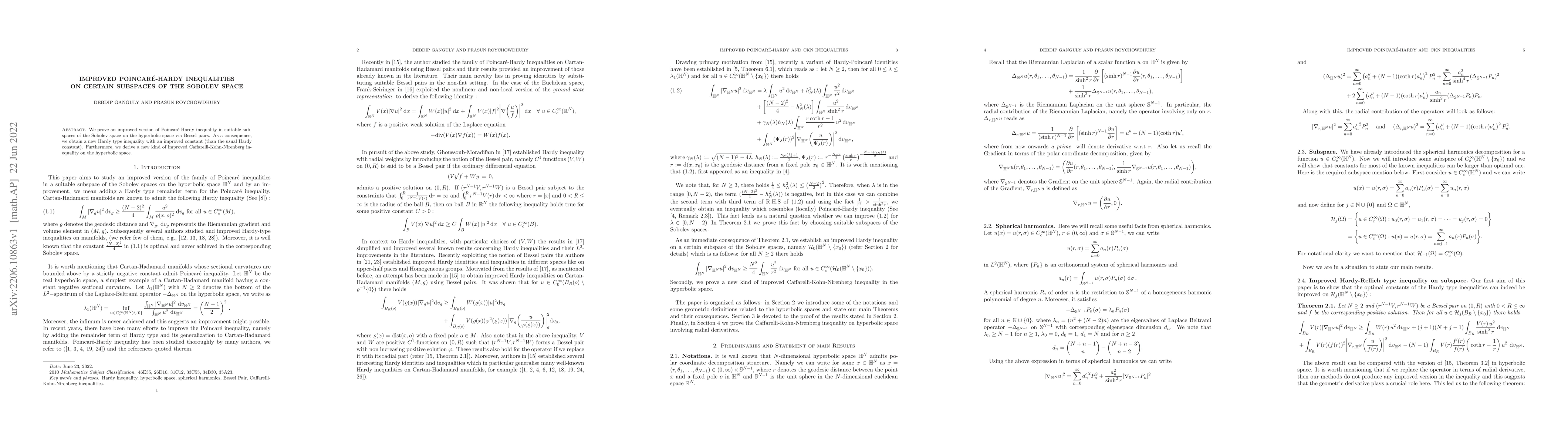 Thumbnail for Improved Poincar\'e-Hardy inequalities on certain subspaces of the
  Sobolev space