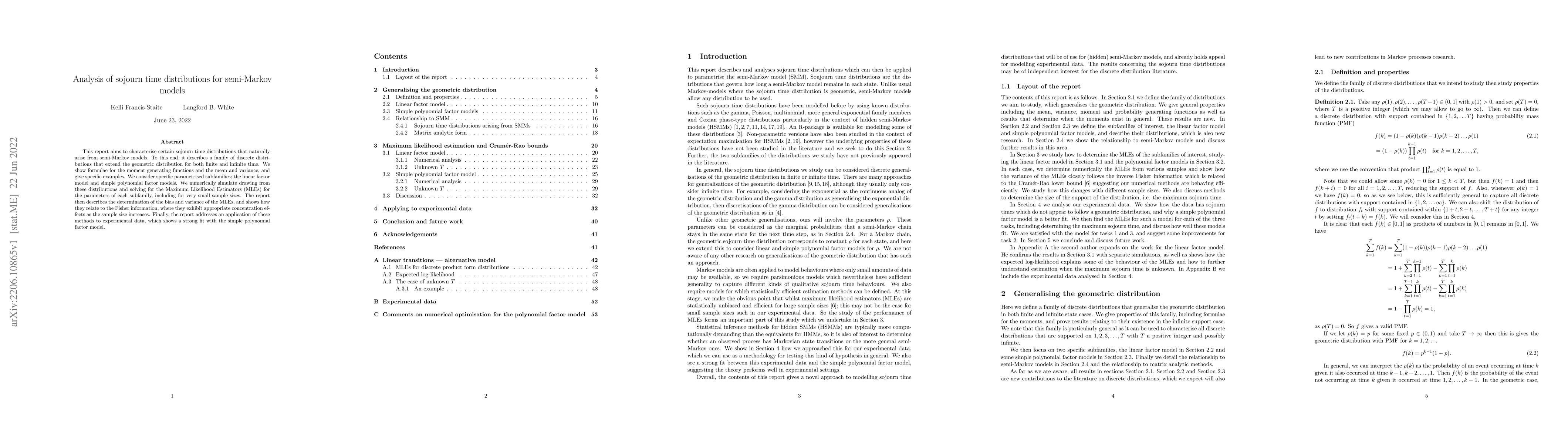 Thumbnail for Analysis of sojourn time distributions for semi-Markov models