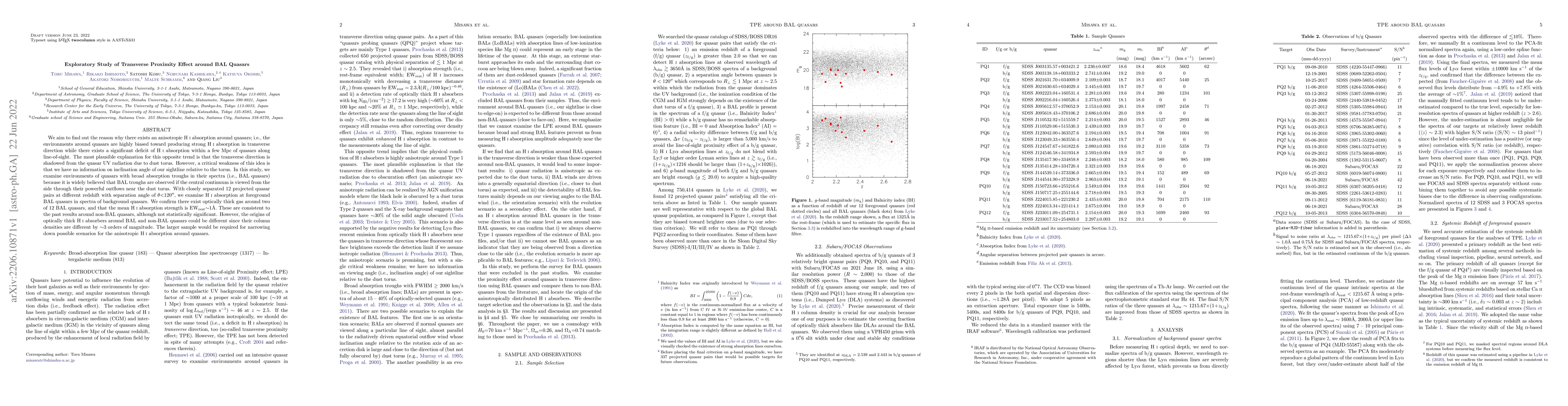 Thumbnail for Exploratory Study of Transverse Proximity Effect around BAL Quasars