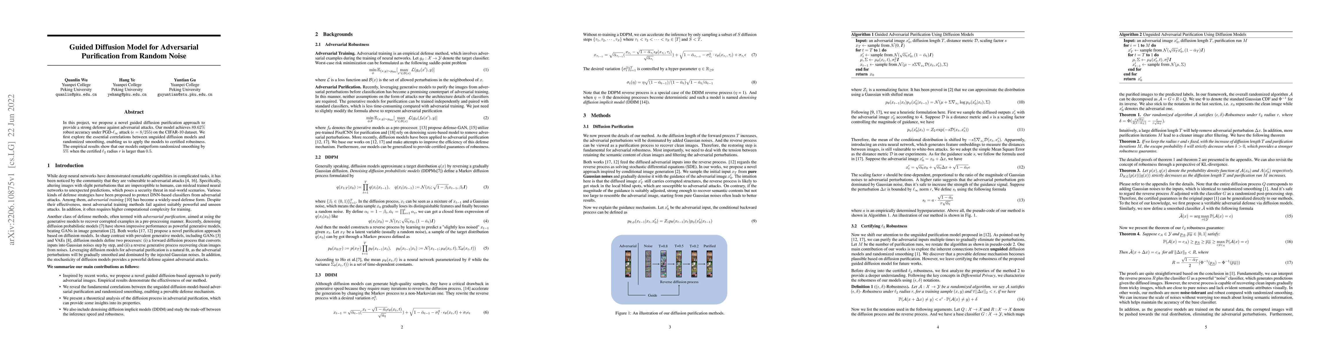 Thumbnail for Guided Diffusion Model for Adversarial Purification from Random Noise