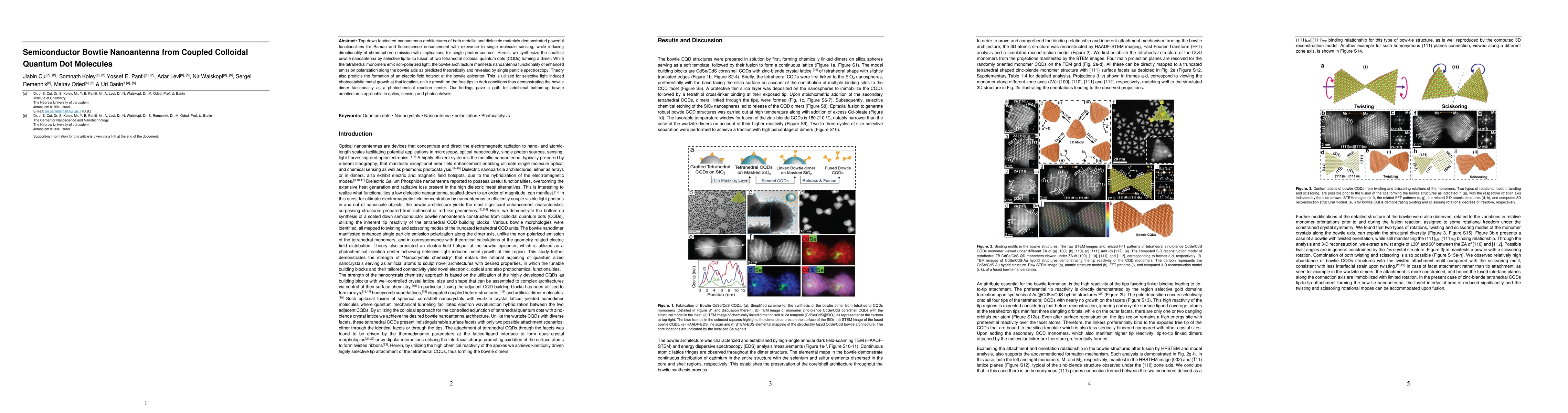 Thumbnail for Semiconductor Bowtie Nanoantenna from Coupled Colloidal Quantum Dot
  Molecules