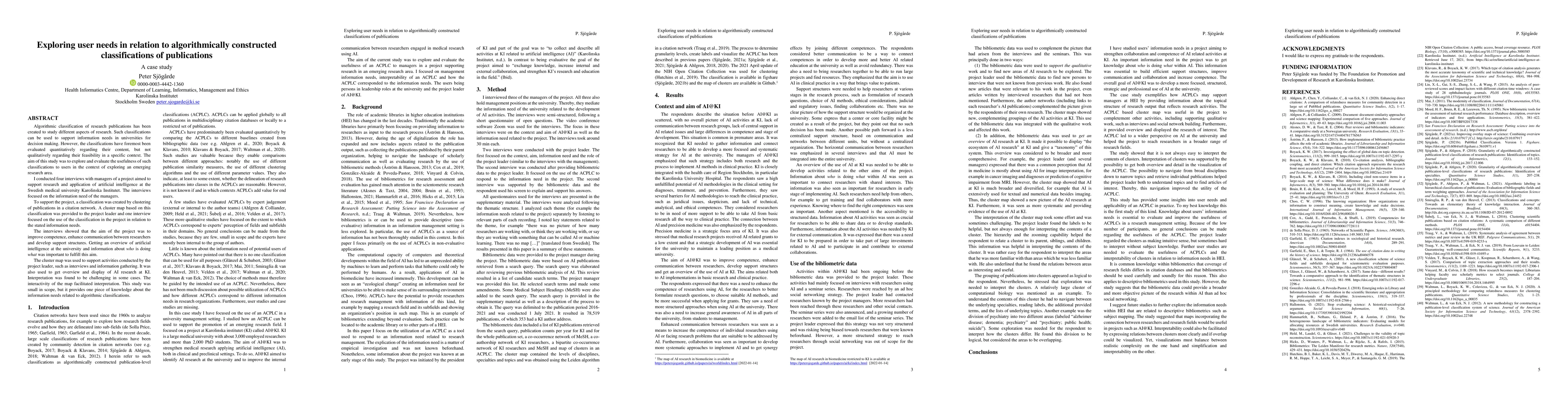 Thumbnail for Exploring user needs in relation to algorithmically constructed
  classifications of publications