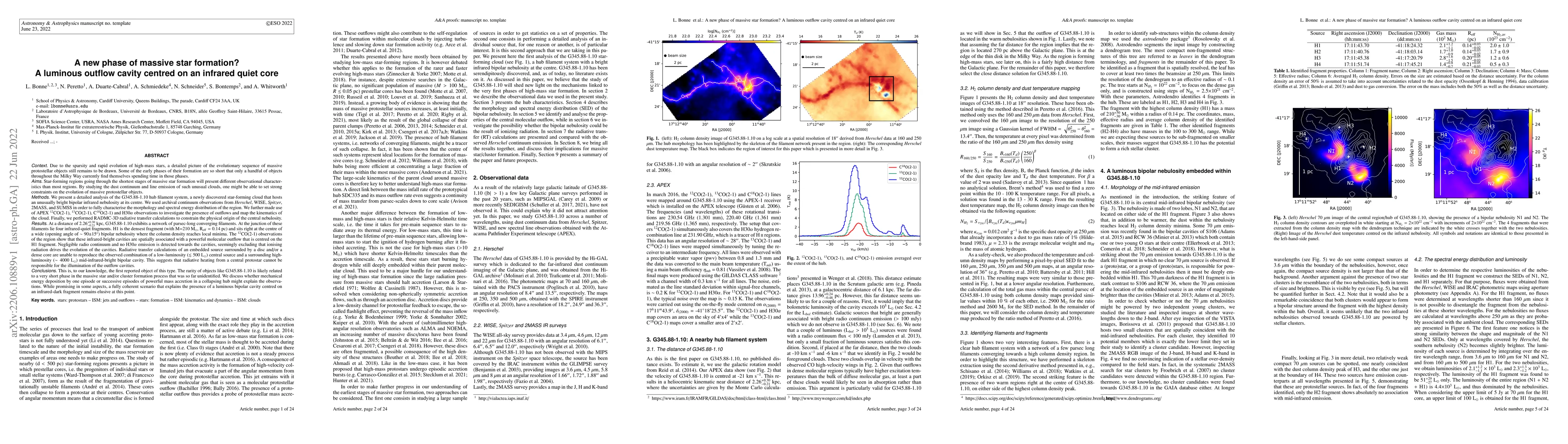 Thumbnail for A new phase of massive star formation? A luminous outflow cavity centred
  on an infrared quiet core