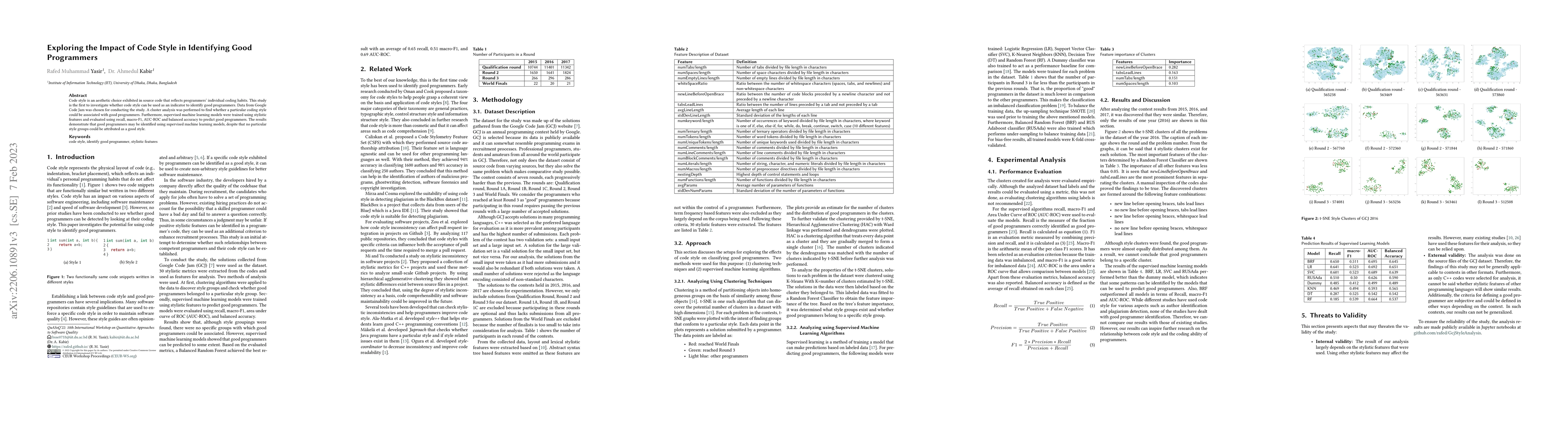 Thumbnail for Exploring the Impact of Code Style in Identifying Good Programmers