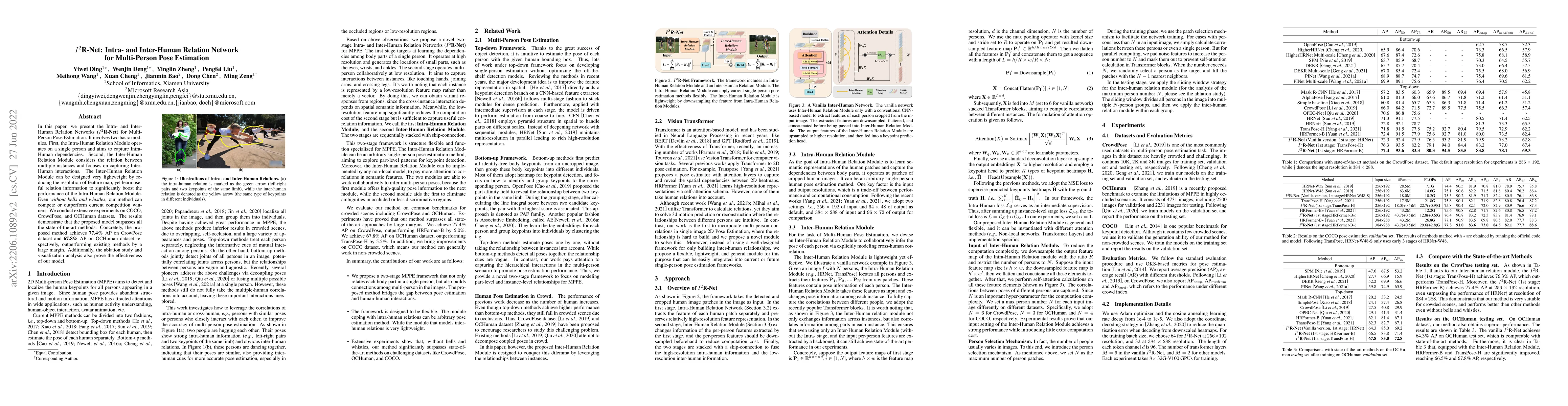 Thumbnail for I^2R-Net: Intra- and Inter-Human Relation Network for Multi-Person Pose
  Estimation