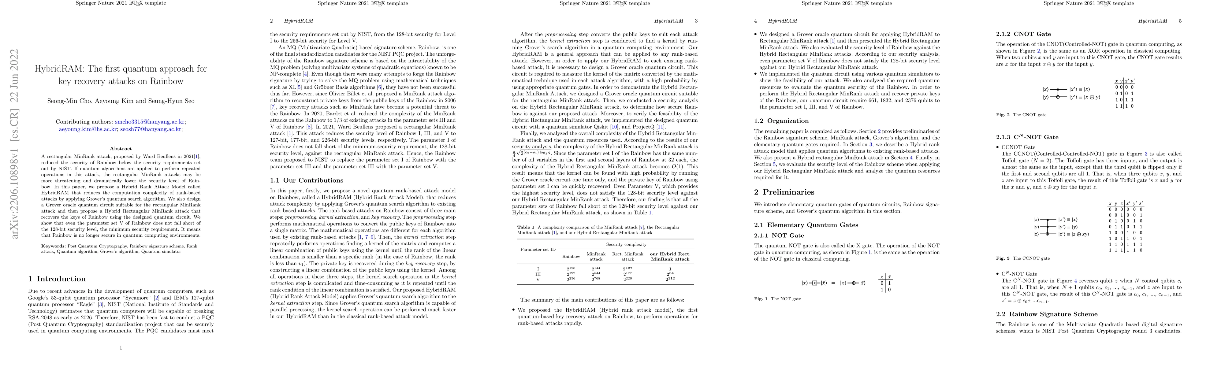 Thumbnail for Q-rMinRank attack: The first quantum approach for key recovery attacks
  on Rainbow