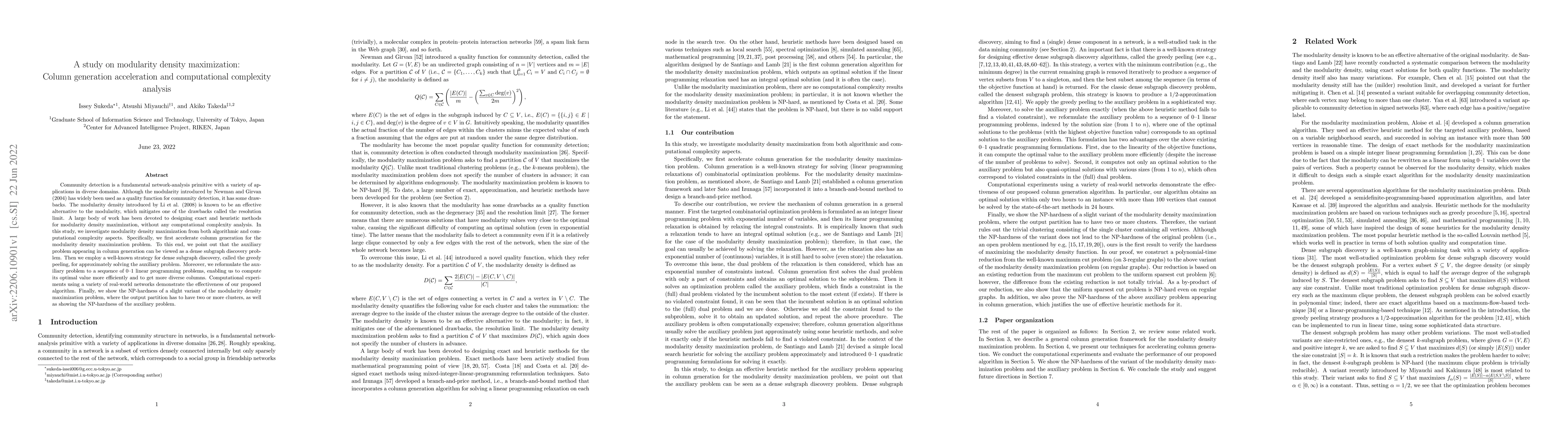 Thumbnail for A Study on Modularity Density Maximization: Column Generation
  Acceleration and Computational Complexity Analysis