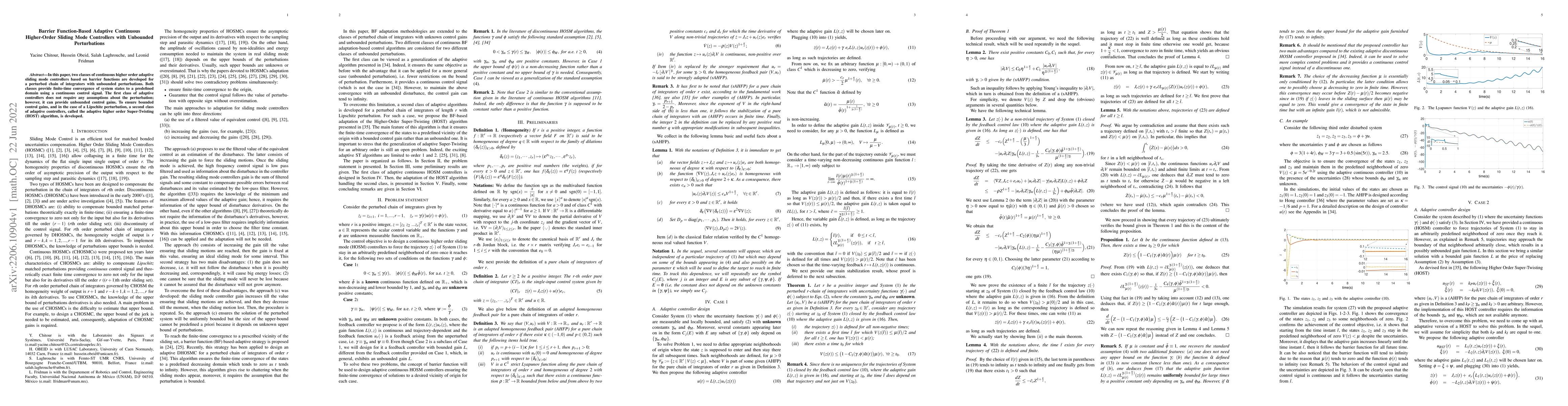 Thumbnail for Barrier Function-Based Adaptive Continuous Higher-Order Sliding Mode
  Controllers with Unbounded Perturbations
