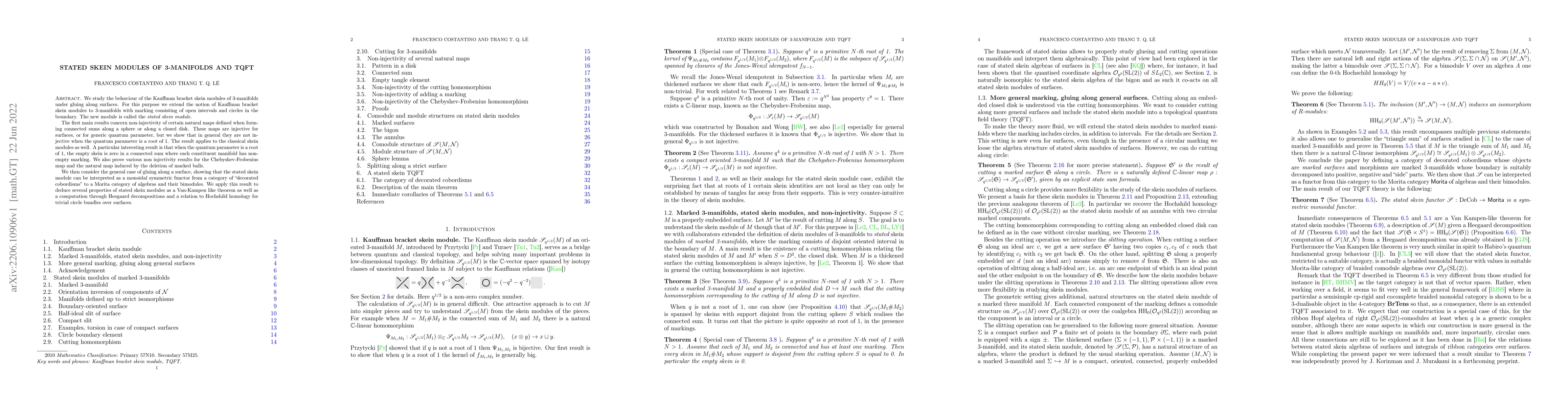 Thumbnail for Stated skein modules of 3-manifolds and TQFT