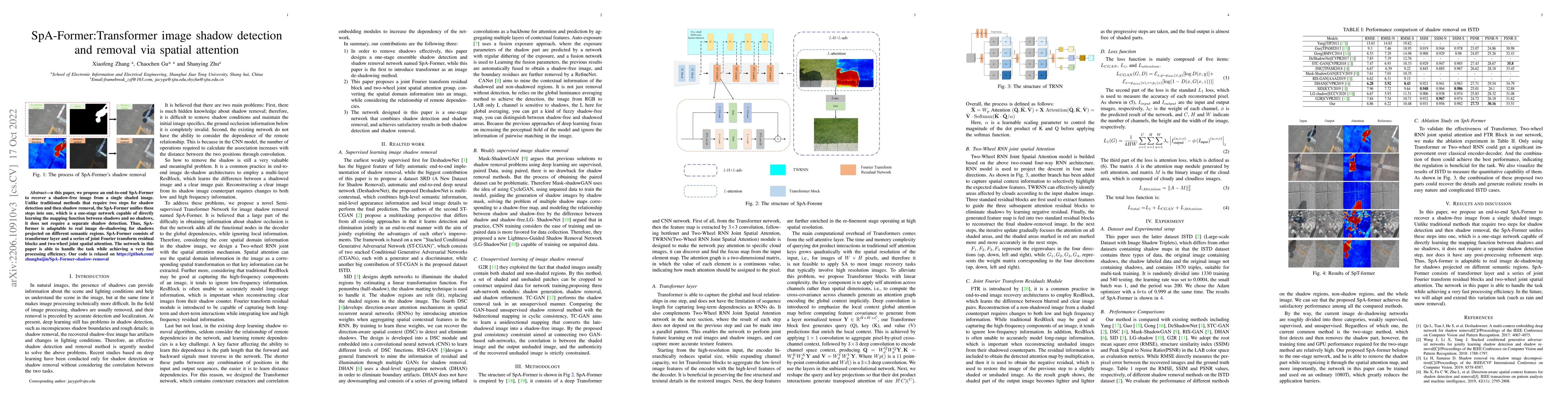 Thumbnail for SpA-Former: Transformer image shadow detection and removal via spatial
  attention