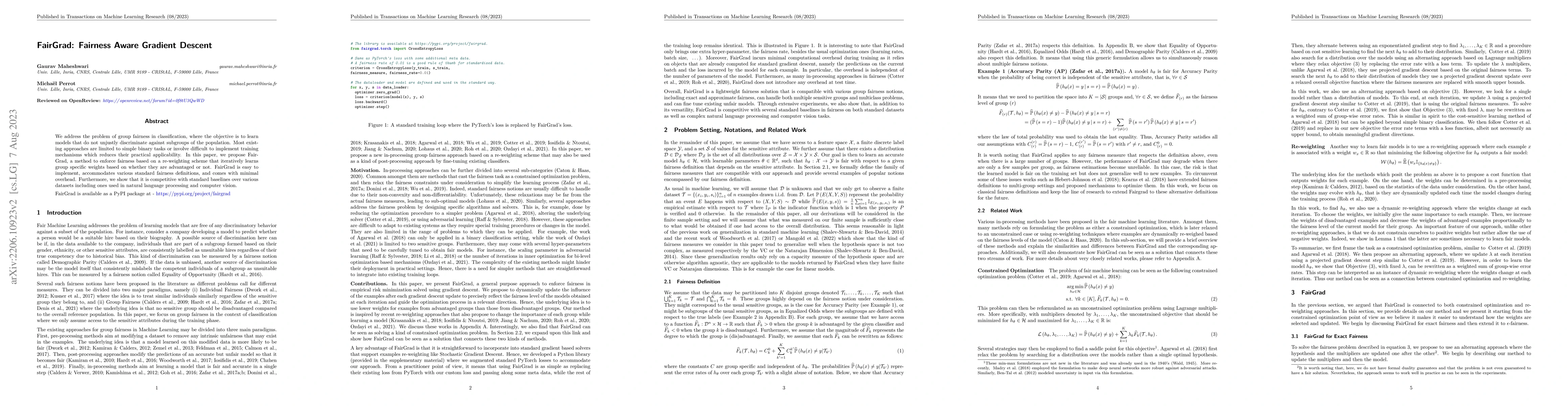 Thumbnail for FairGrad: Fairness Aware Gradient Descent