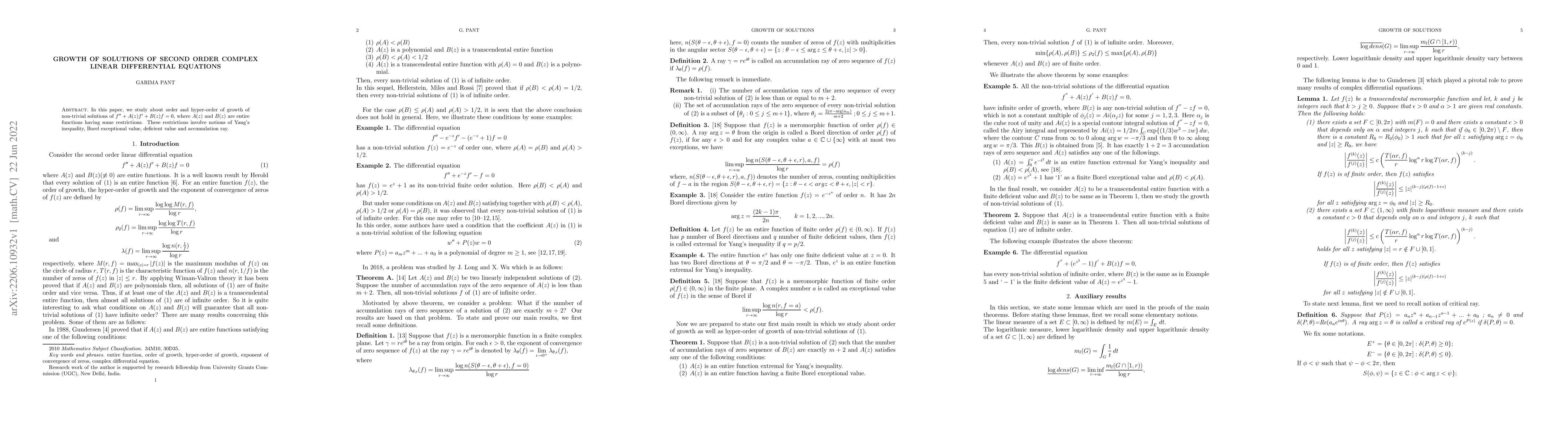 Thumbnail for Growth of Solutions of Second Order Complex Linear Differential
  Equations
