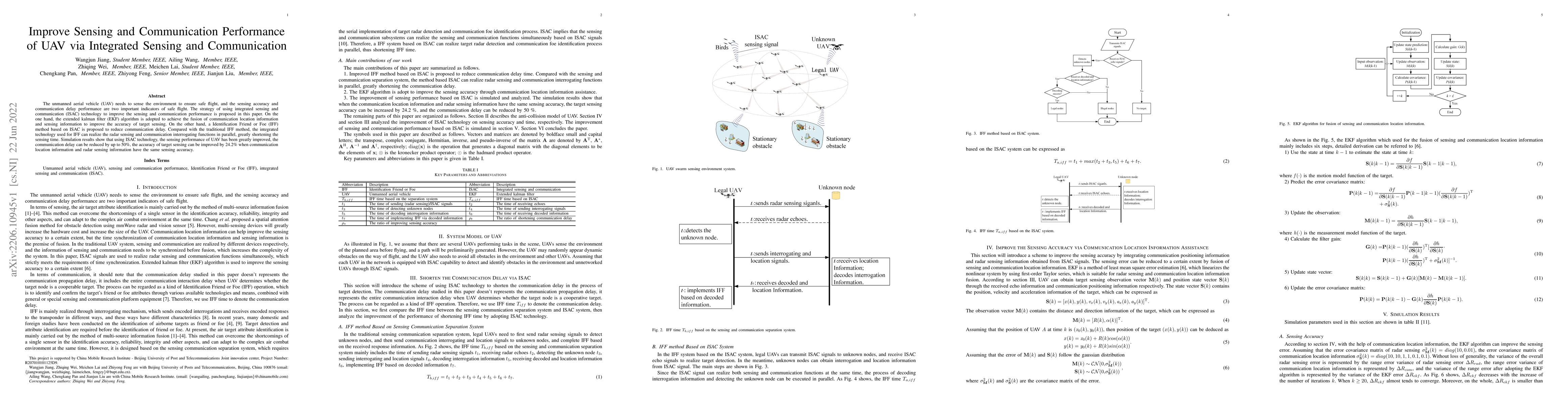 Thumbnail for Improve Sensing and Communication Performance of UAV via Integrated
  Sensing and Communication