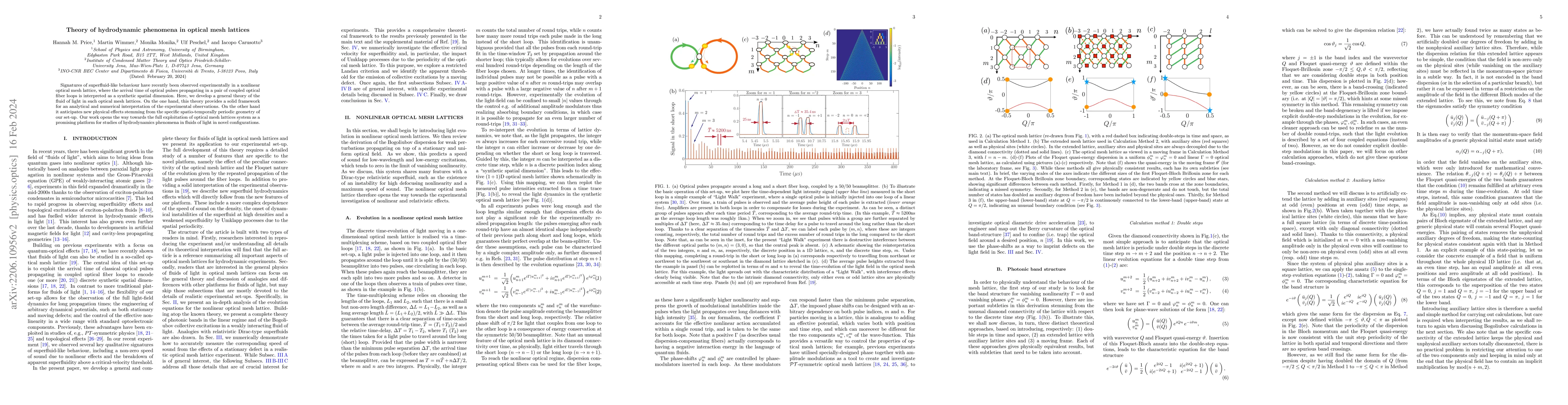 Thumbnail for Theory of hydrodynamic phenomena in optical mesh lattices