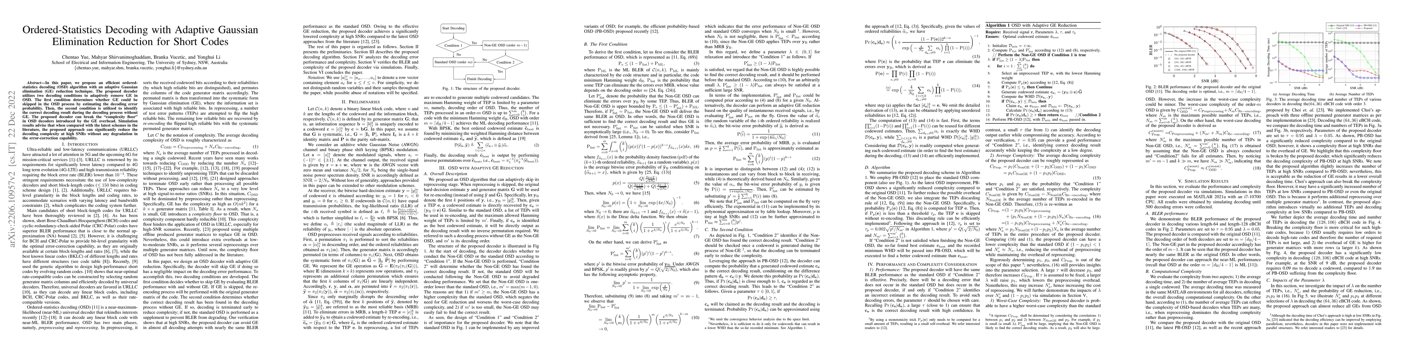Thumbnail for Ordered-Statistics Decoding with Adaptive Gaussian Elimination Reduction
  for Short Codes