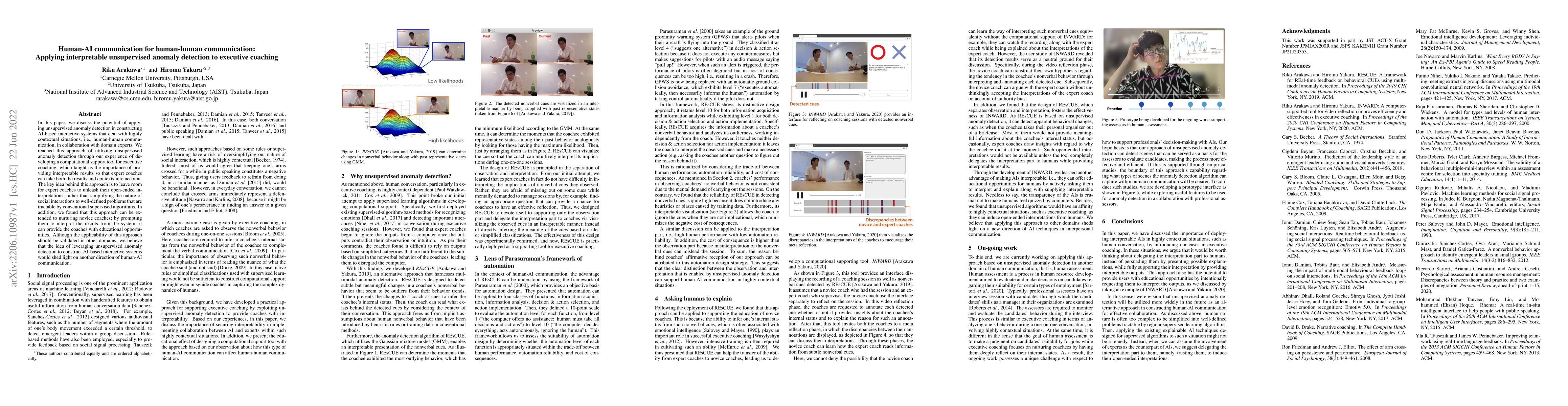 Thumbnail for Human-AI communication for human-human communication: Applying
  interpretable unsupervised anomaly detection to executive coaching