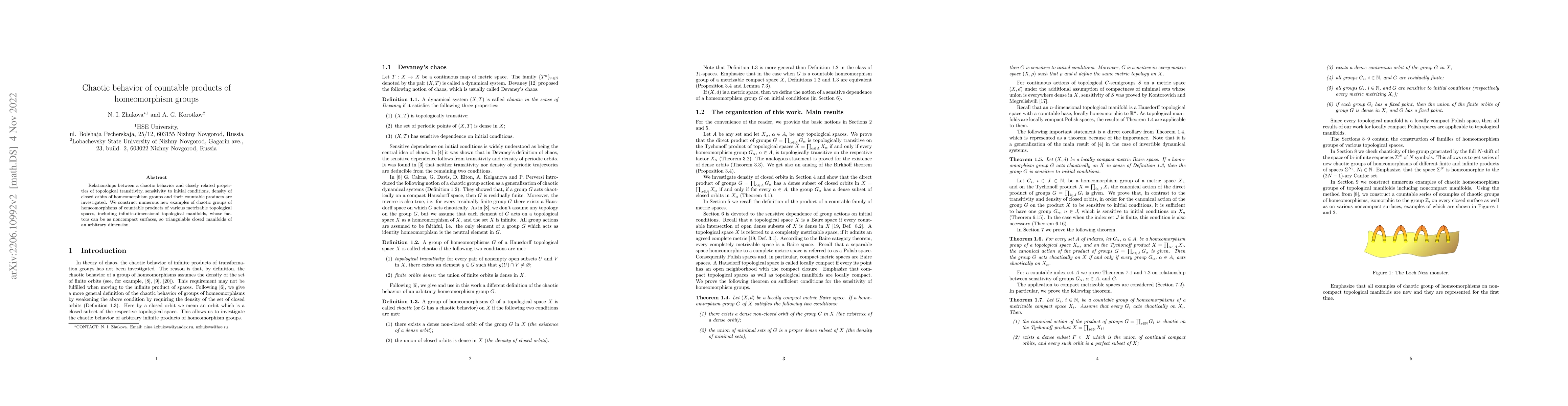 Thumbnail for Chaotic behavior of countable products of homeomorphism groups