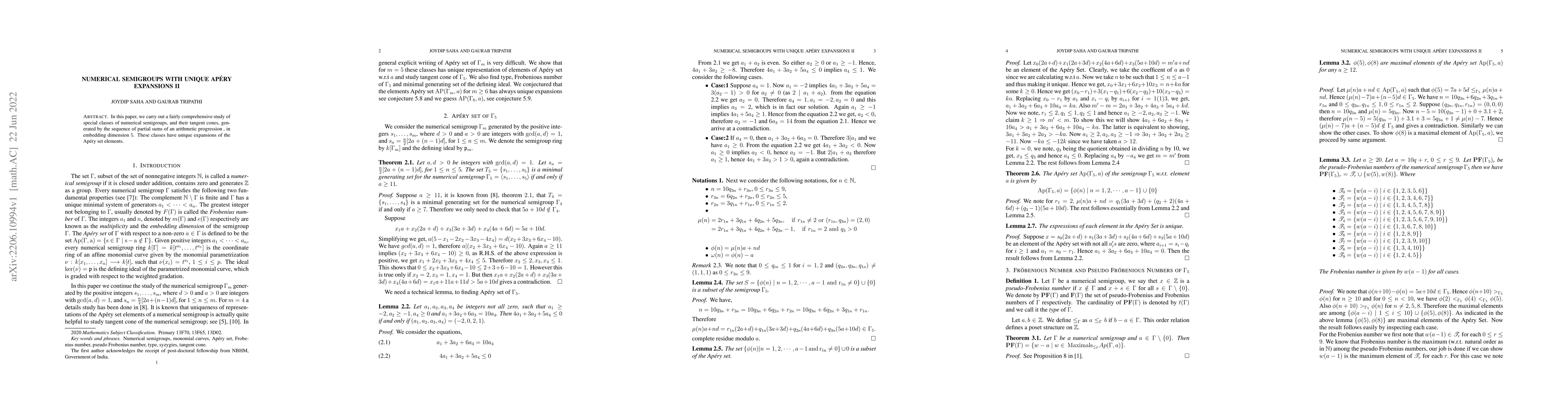 Thumbnail for Numerical Semigroups with unique Apery expansions II