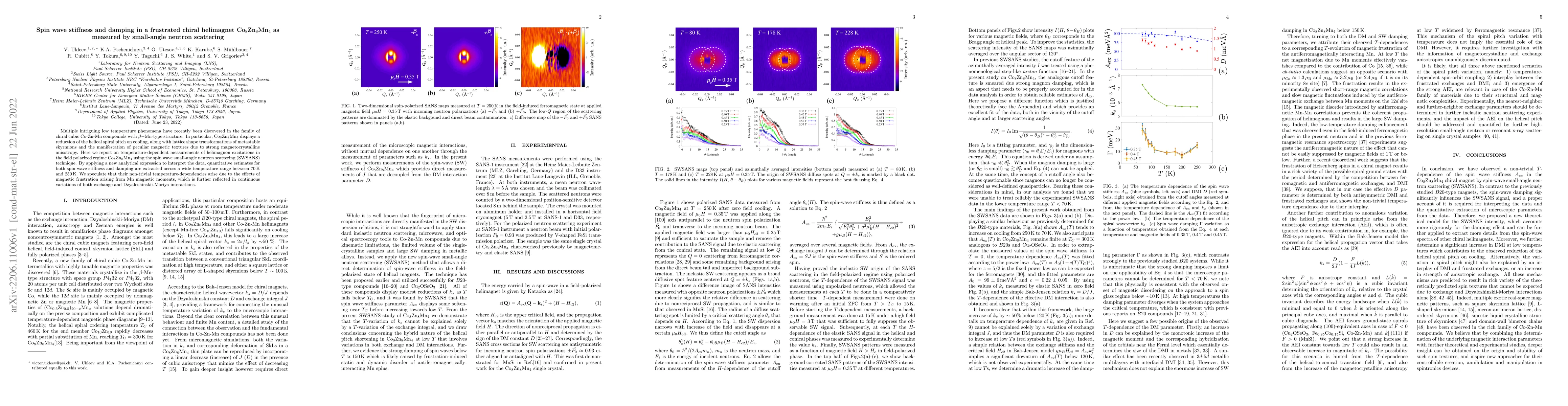 Thumbnail for Spin wave stiffness and damping in a frustrated chiral helimagnet
  Co$_8$Zn$_8$Mn$_4$ as measured by small-angle neutron scattering