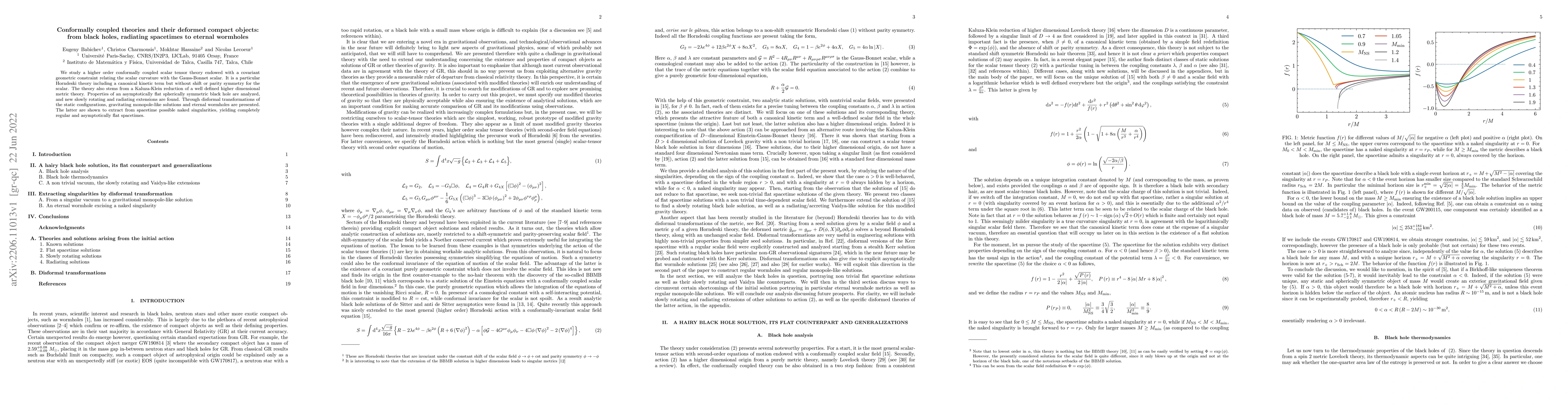 Thumbnail for Conformally coupled theories and their deformed compact objects: from
  black holes, radiating spacetimes to eternal wormholes
