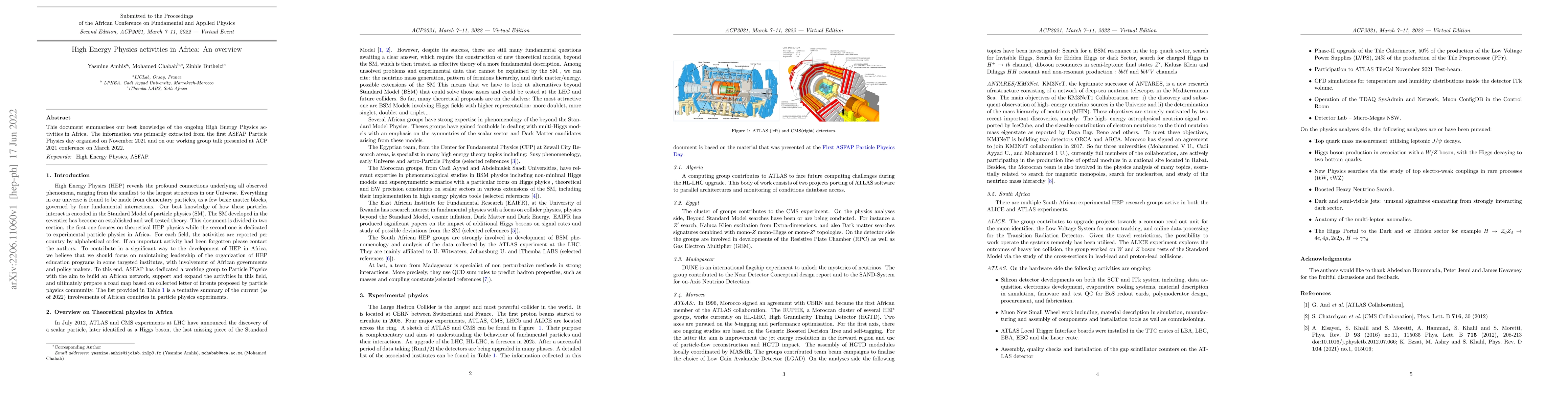Thumbnail for High Energy Physics activities in Africa: An overview