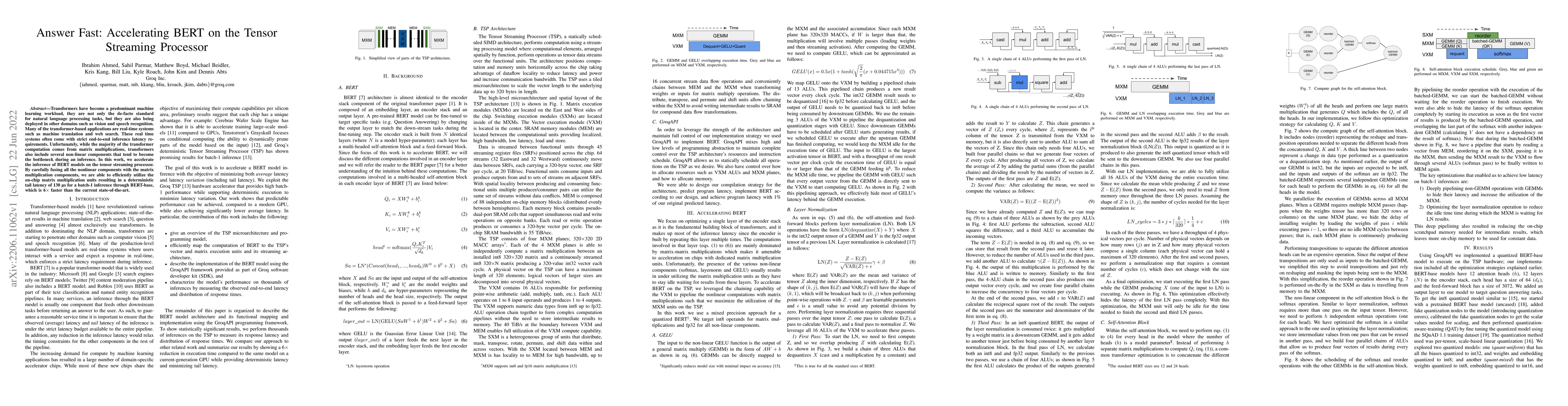 Thumbnail for Answer Fast: Accelerating BERT on the Tensor Streaming Processor