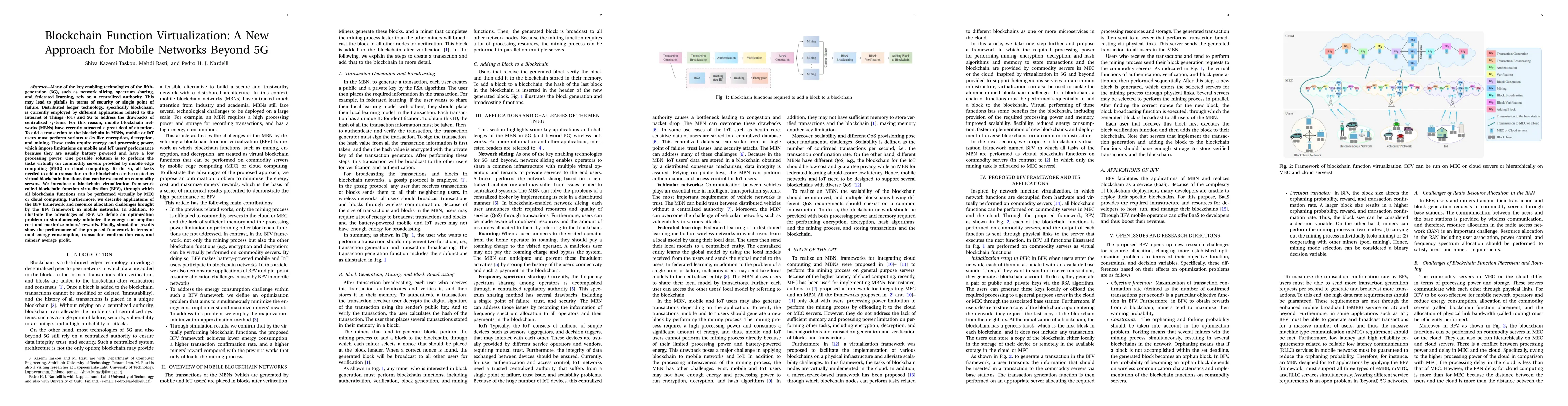 Thumbnail for Blockchain Function Virtualization: A New Approach for Mobile Networks
  Beyond 5G