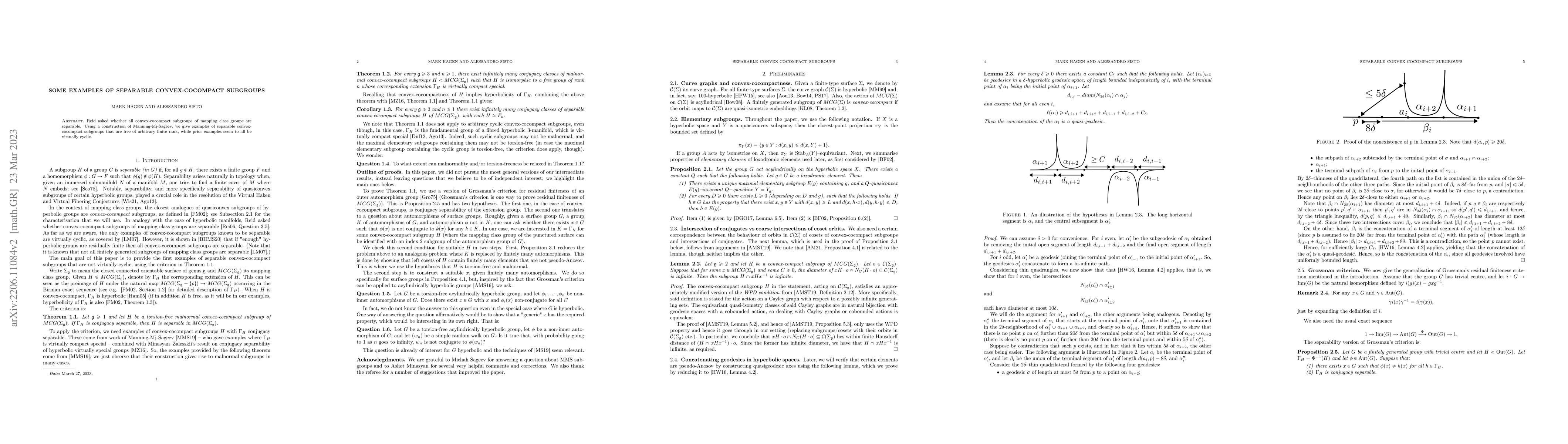 Thumbnail for Some examples of separable convex-cocompact subgroups