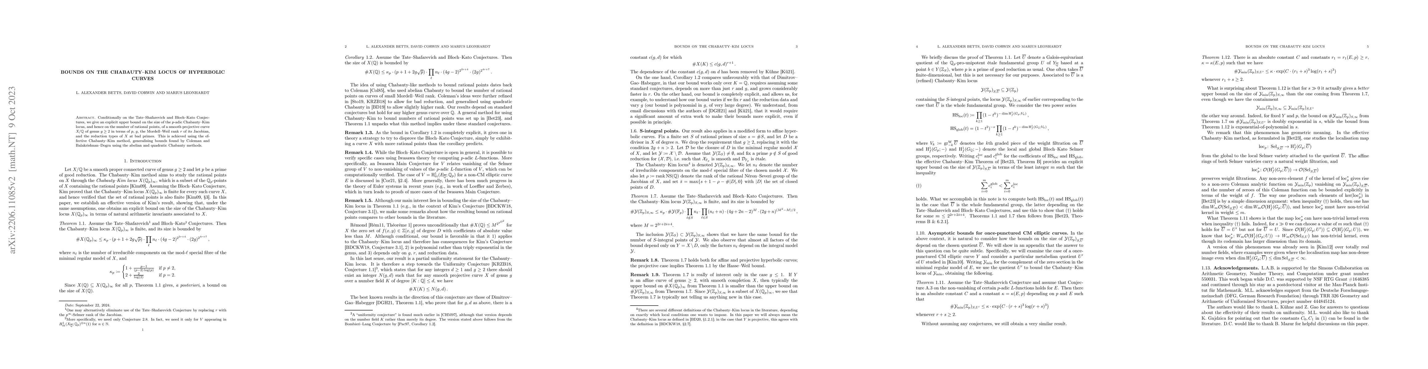 Thumbnail for Bounds on the Chabauty--Kim Locus of Hyperbolic Curves
