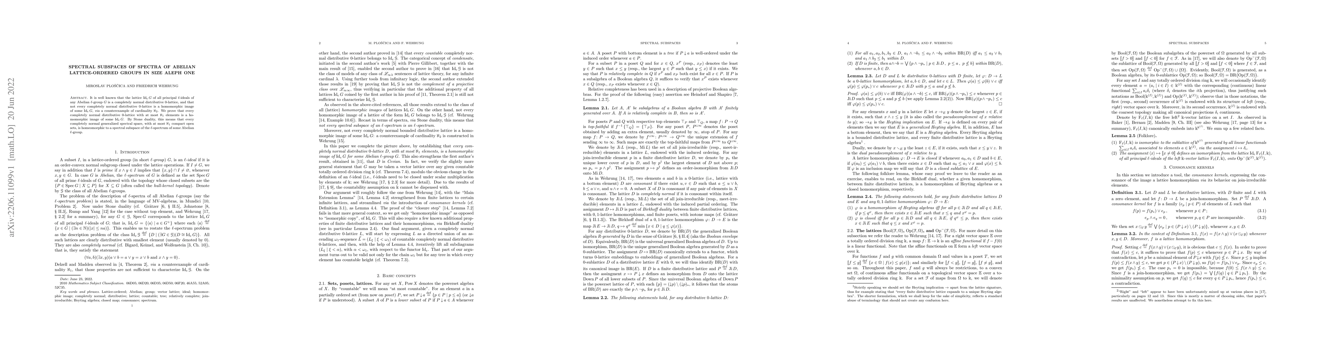 Thumbnail for Spectral subspaces of spectra of Abelian lattice-ordered groups in size
  aleph one