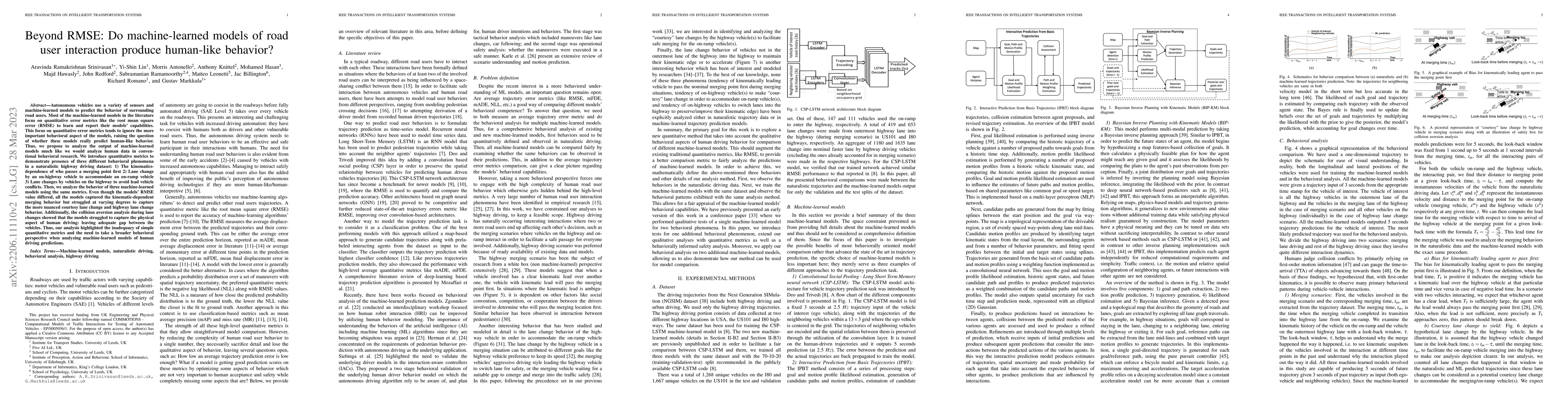 Thumbnail for Beyond RMSE: Do machine-learned models of road user interaction produce
  human-like behavior?