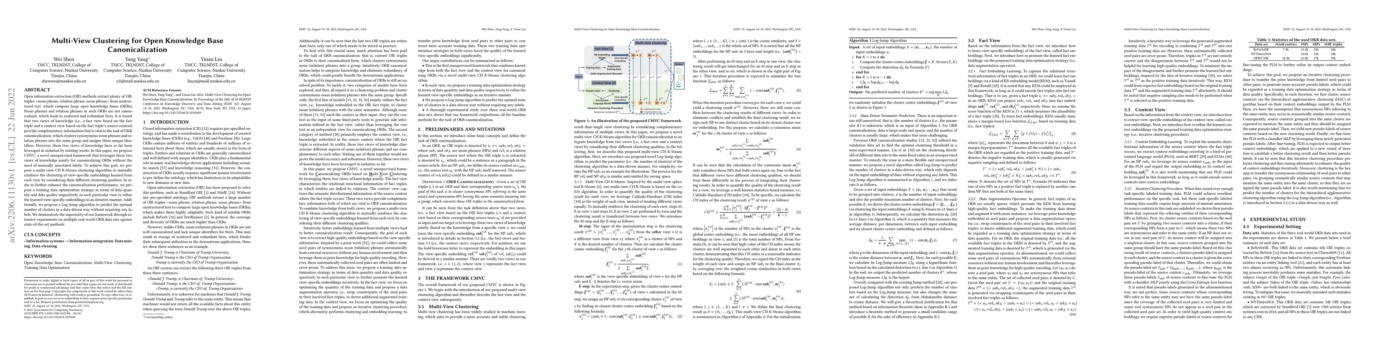 Thumbnail for Multi-View Clustering for Open Knowledge Base Canonicalization