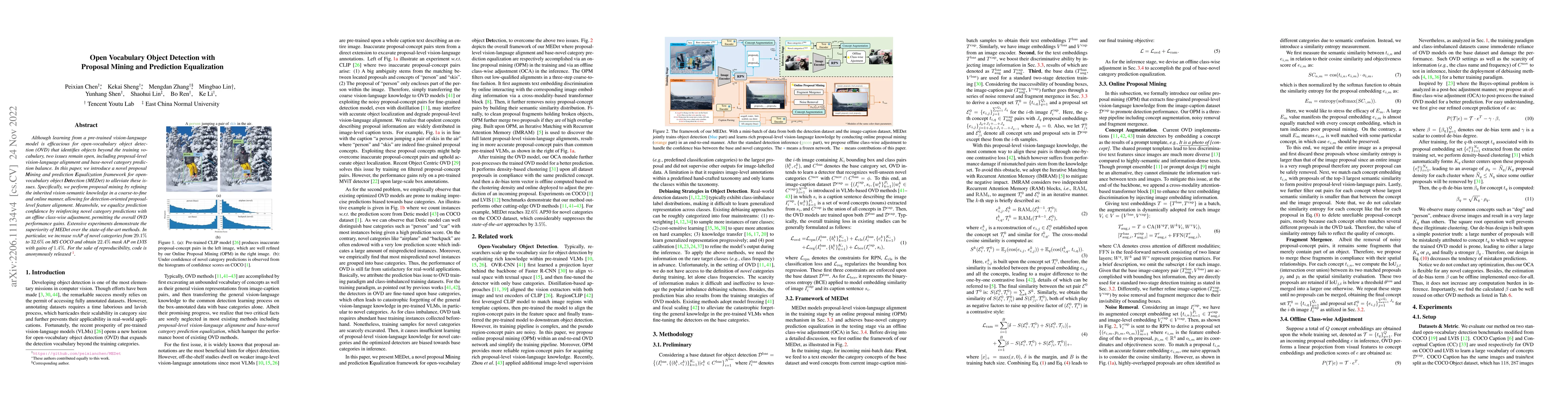 Thumbnail for Open Vocabulary Object Detection with Proposal Mining and Prediction
  Equalization