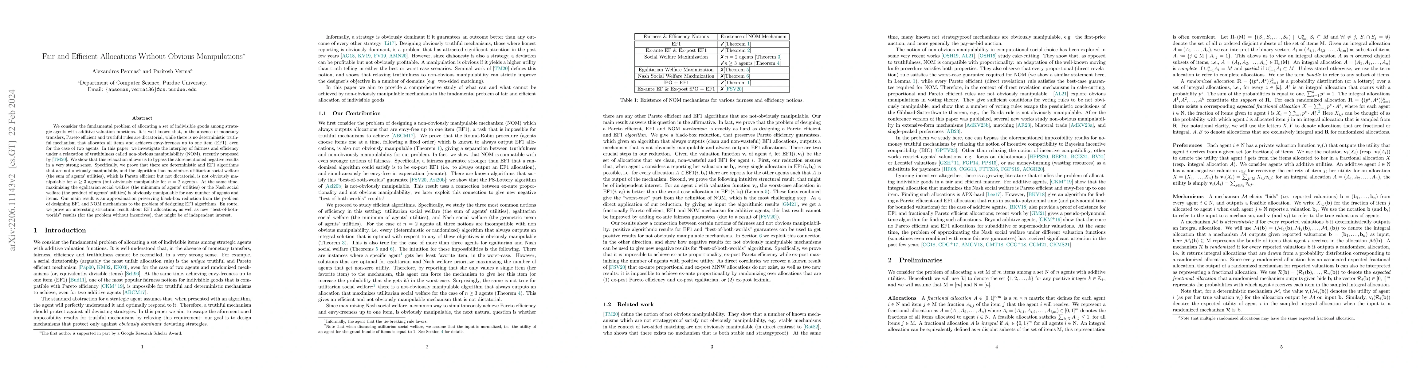 Thumbnail for Fair and Efficient Allocations Without Obvious Manipulations