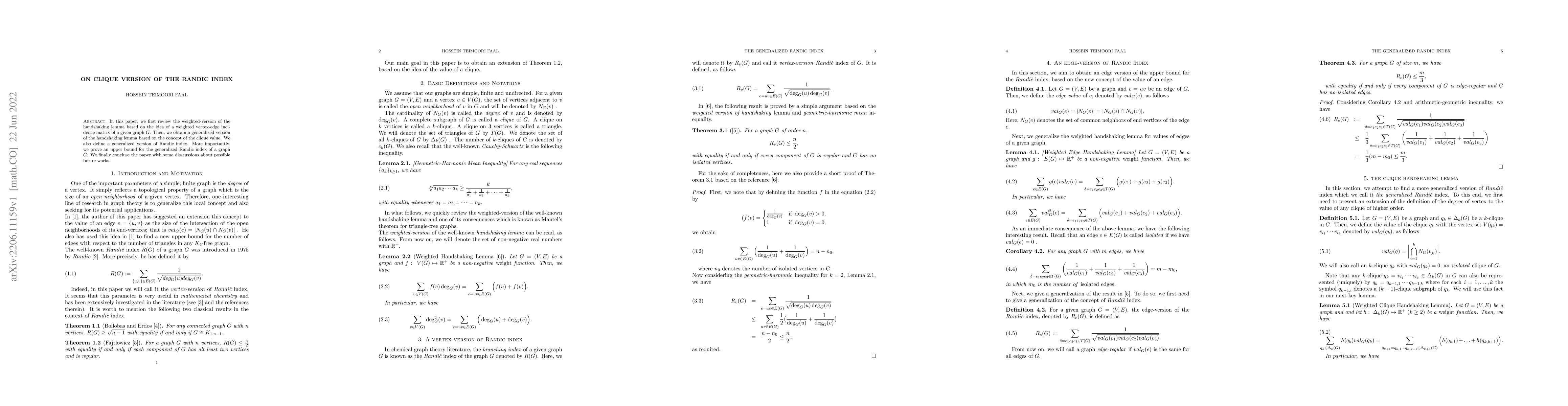 Thumbnail for On Clique Version of the Randic Index