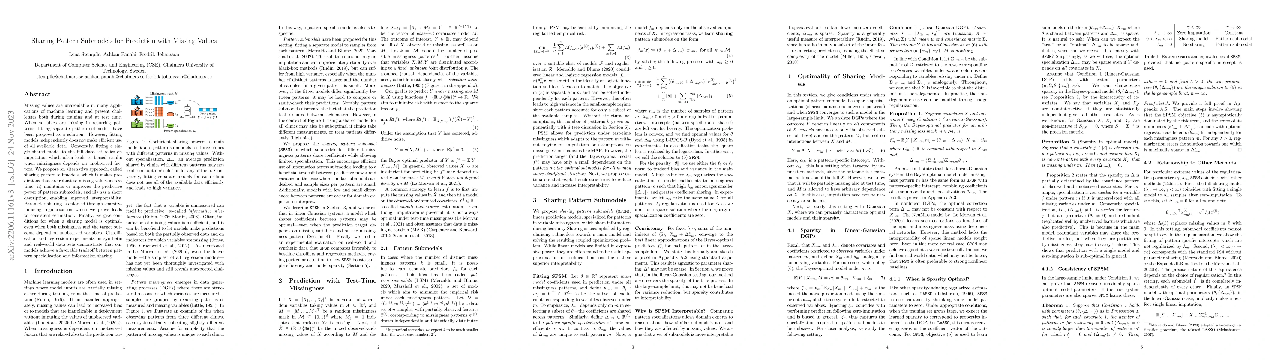 Thumbnail for Sharing pattern submodels for prediction with missing values
