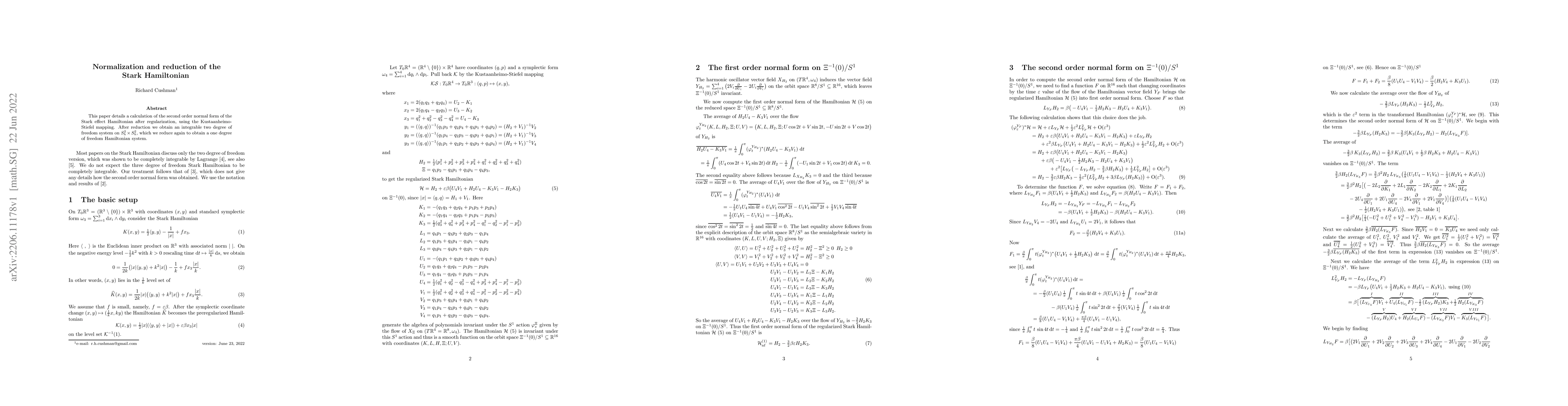 Thumbnail for Normalization and reduction of the Stark Hamiltonian