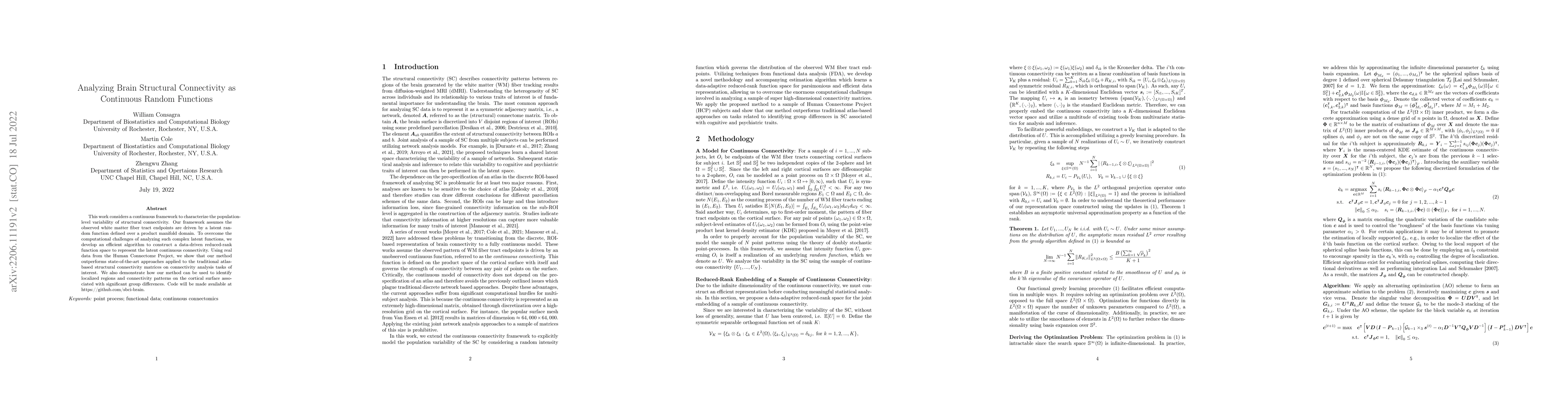 Thumbnail for Analyzing Brain Structural Connectivity as Continuous Random Functions