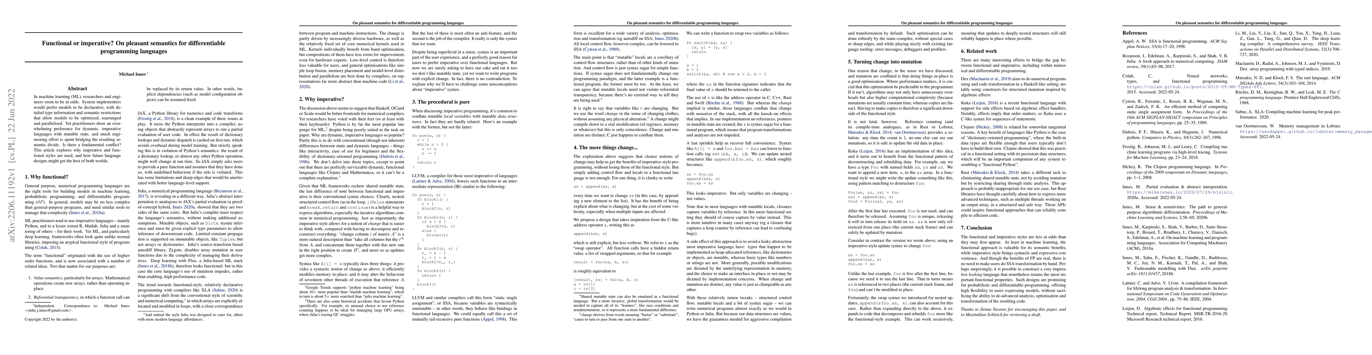 Thumbnail for Functional or imperative? On pleasant semantics for differentiable
  programming languages