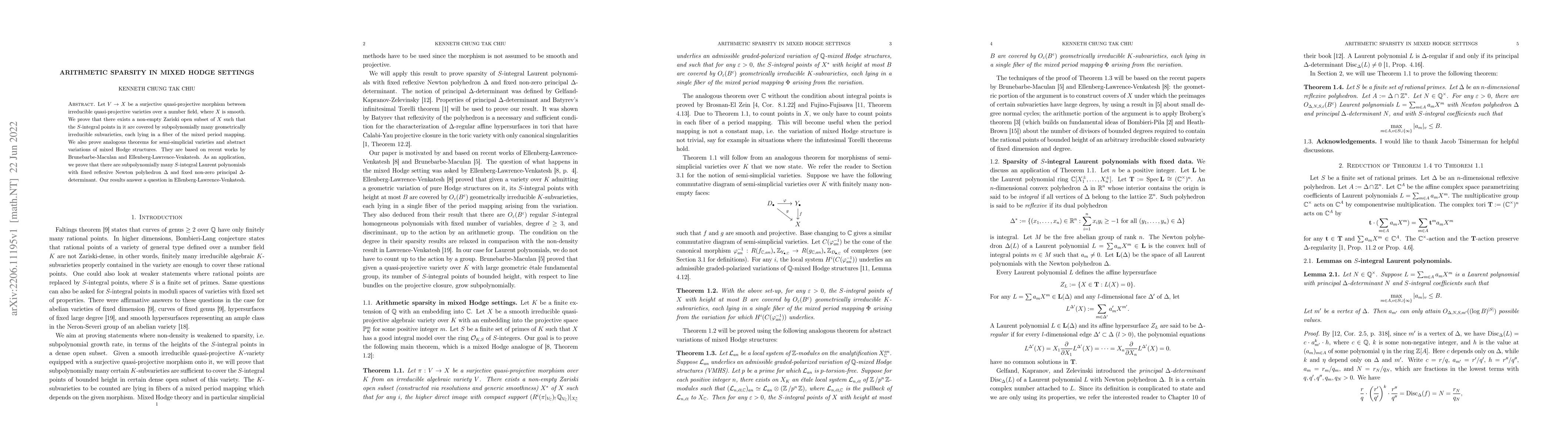 Thumbnail for Arithmetic sparsity in mixed Hodge settings