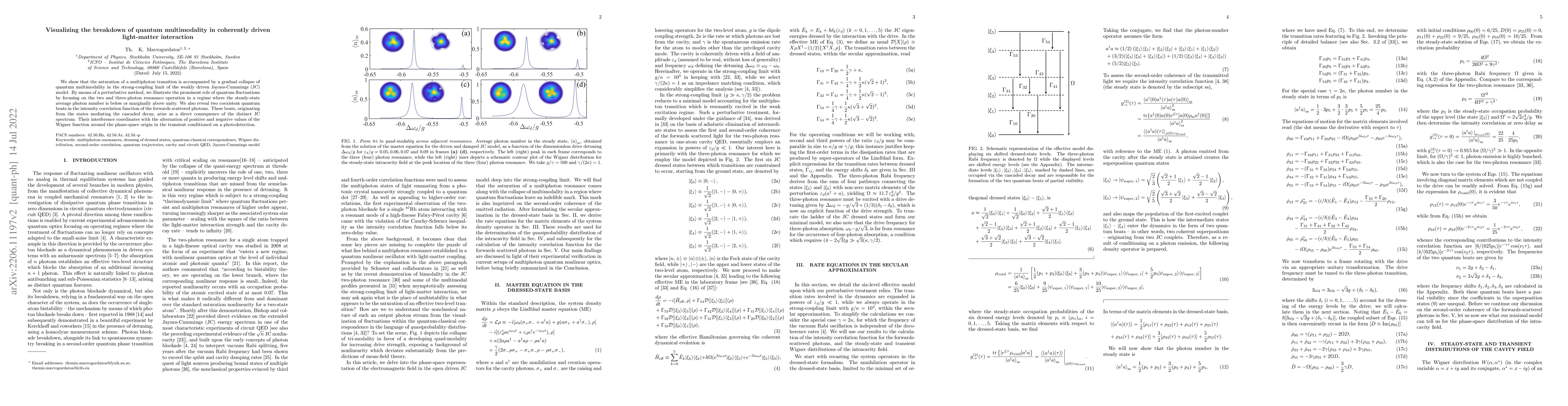 Thumbnail for Visualizing the breakdown of quantum multimodality in coherently driven
  light-matter interaction