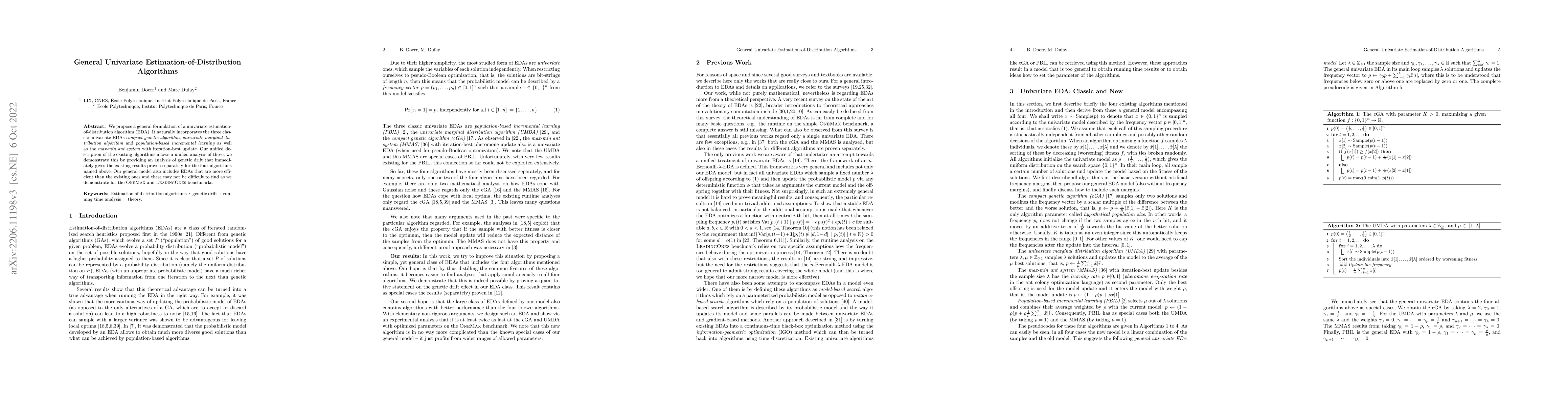 Thumbnail for General Univariate Estimation-of-Distribution Algorithms