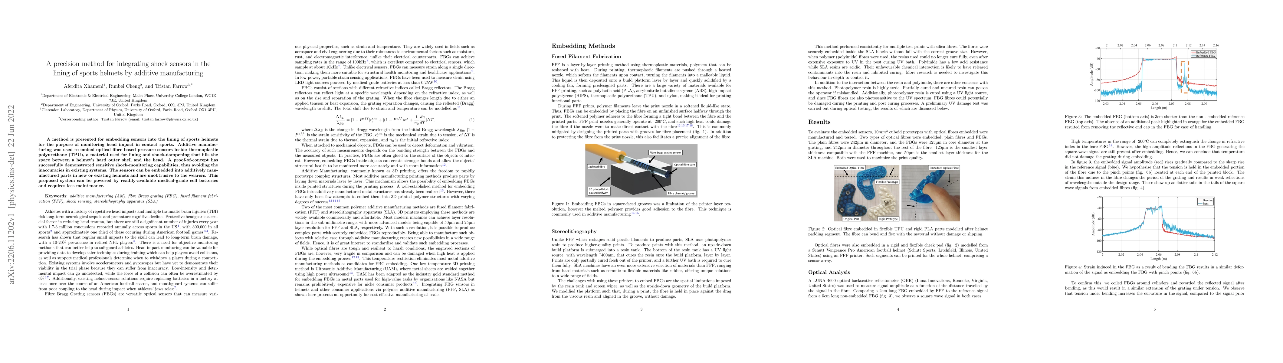 Thumbnail for A precision method for integrating shock sensors in the lining of sports
  helmets by additive manufacturing